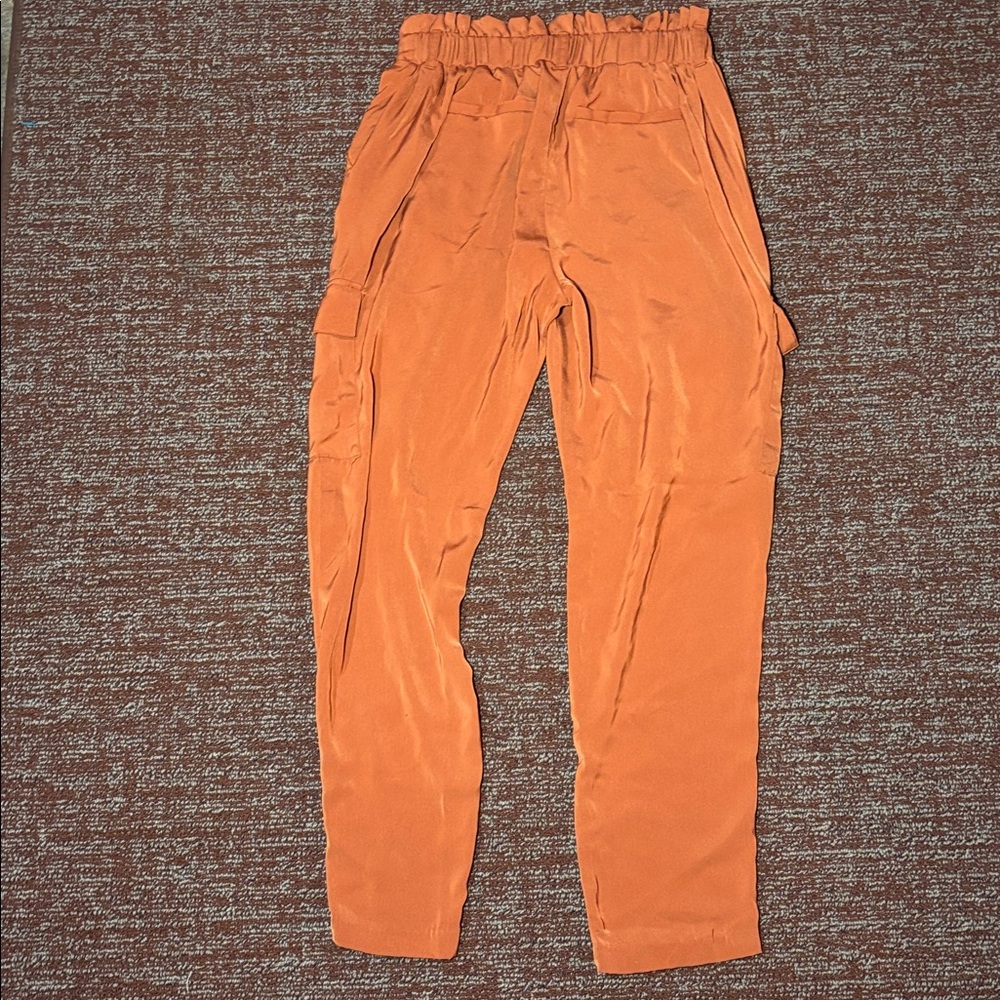 Michael Kors rust orange silky cargo joggers straight leg pull on  trousers S - Picture 3 of 14